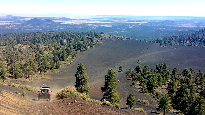 Descending into the volcano.